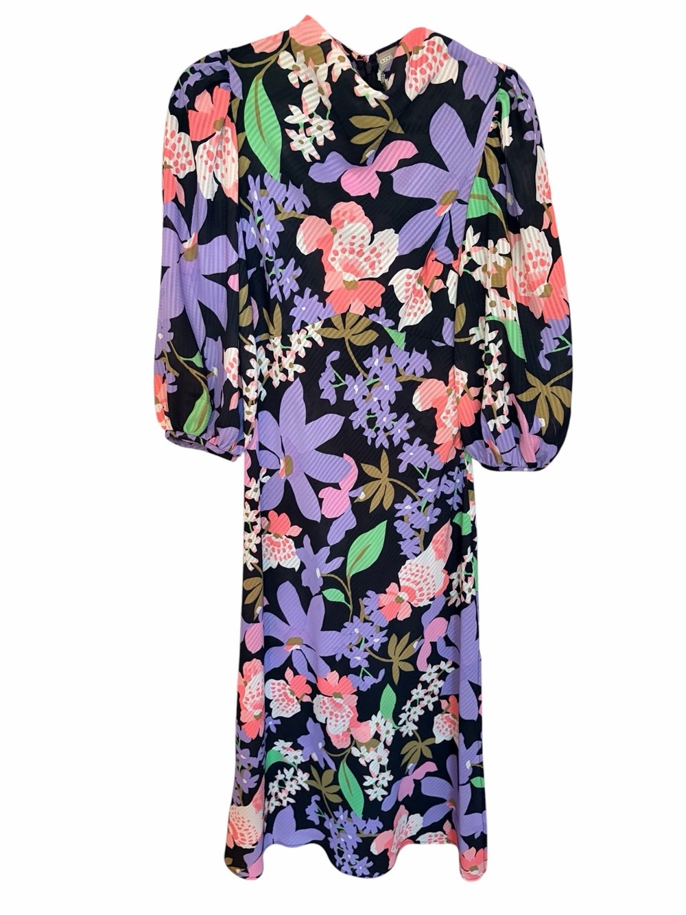 ASOS Black Floral Maxi Dress with Puff Sleeves